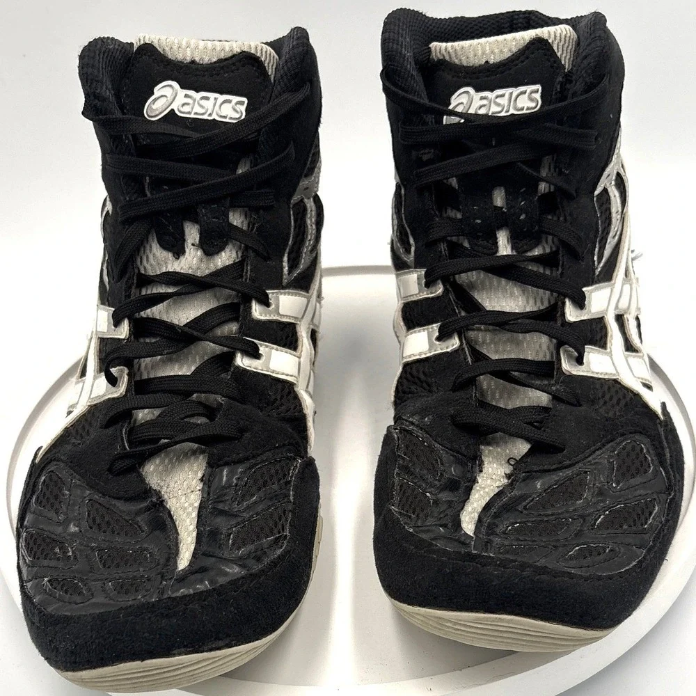 Asics Split Second 9 Wrestling Shoes Mens 11.5 Black White Silver J203Y Mid Top